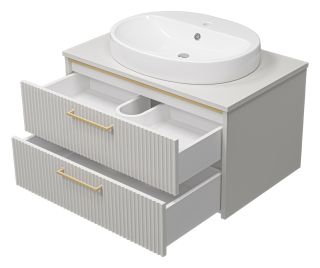 Подвесная тумба под раковину Brevita Elche ELC-01080-0502Я 80см серый кашемир/золото